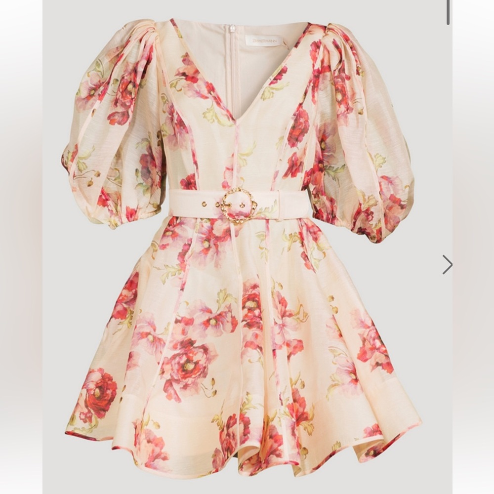 ZIMMERMANN High Tide Puff Sleeve Floral Mini
